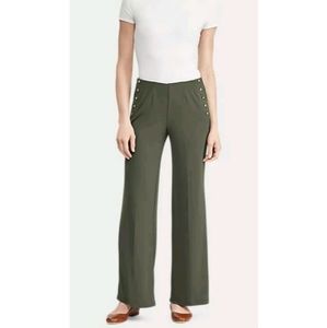 Lauren Ralph Lauren Stretch Jersey Wide-Leg Pants Size Small Military Green Sz S